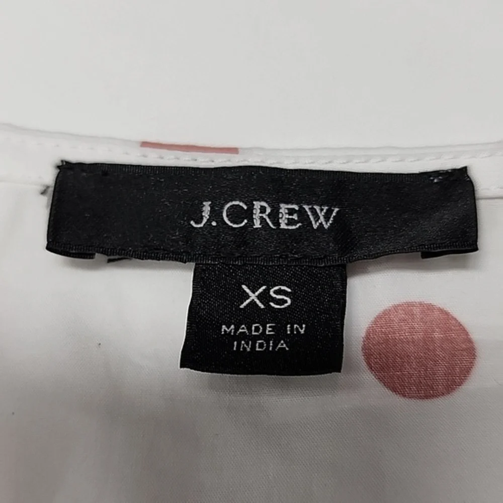 J.Crew White Rose Polka Dot Short Puff-Sleeve‎ Cotton Poplin Mini Wrap Dress XS